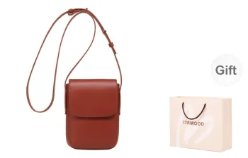 Miao Di Cow Leather Shoulder Bag, Crossbody Bag Trumpets Women's Brick Red/Vintage Black/Milkshake White