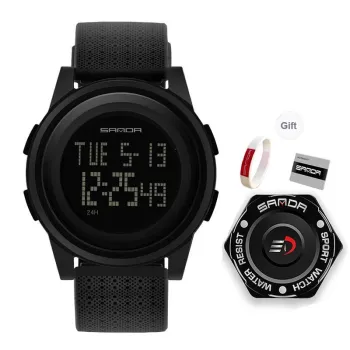 Sanda Electronic Movement TPU Strap Watch Men's Watches Black Dial