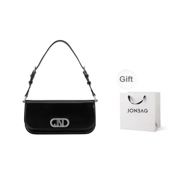 JONBAG Synthetic Leather Baguette Bag Crossbody Bag Shoulder Bag Medium Size Women's White/Black