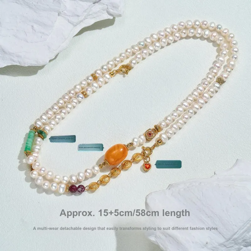 ME LUXE Pearl Necklace Sweater Chain, New Chinese Style A Versatile And Elegant Accessory For Multiple Wearing Women's-4