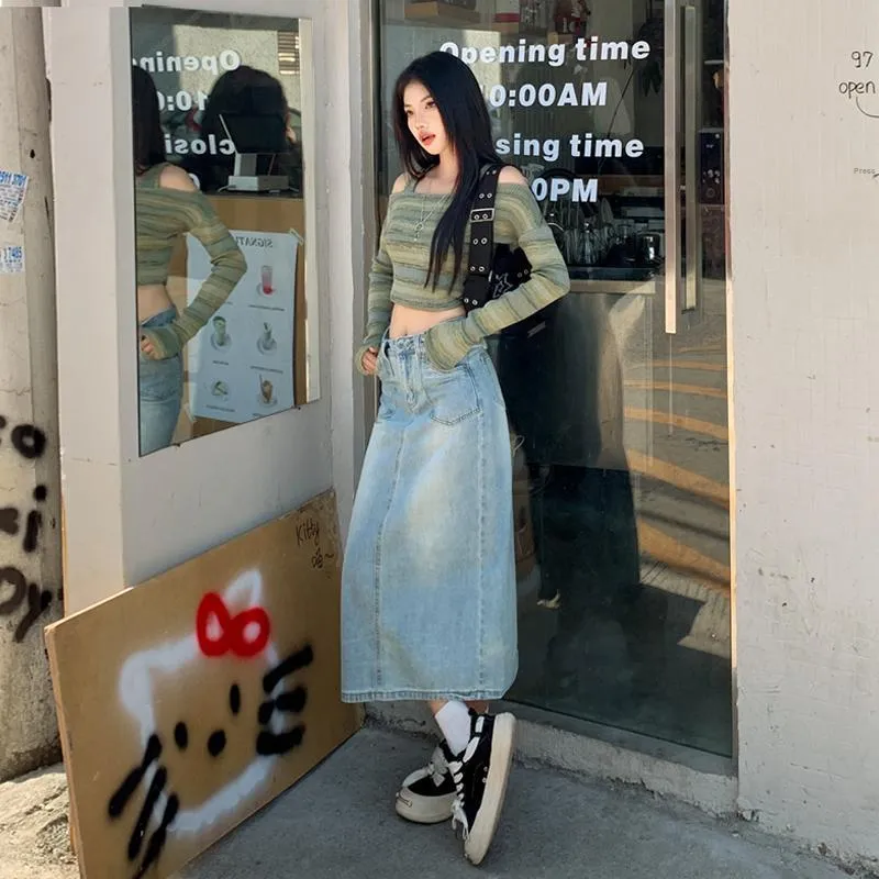 Jenna Chun Denim Long Skirt Women's-12