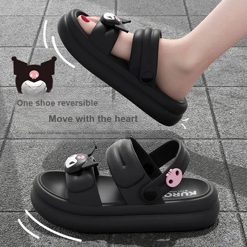 Sanrio Cartoon Cute, Kuromi, Cinnamoroll, Summer Platform Students Home Slip Resistant Abrasion Resistant Slippers-6