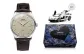 Silver Case Honey Dial Brown Leather Strap