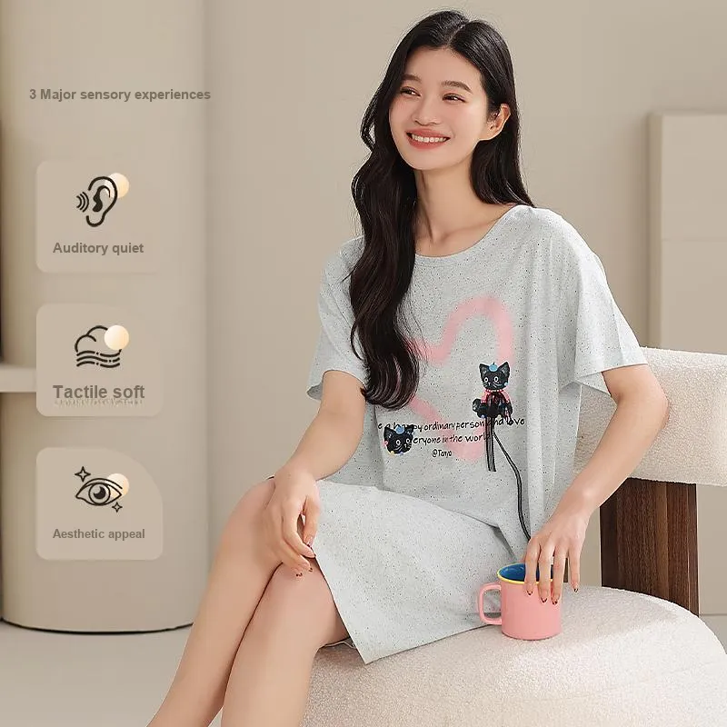 XIAFENYAN Nightgown Women's Light Blue-1