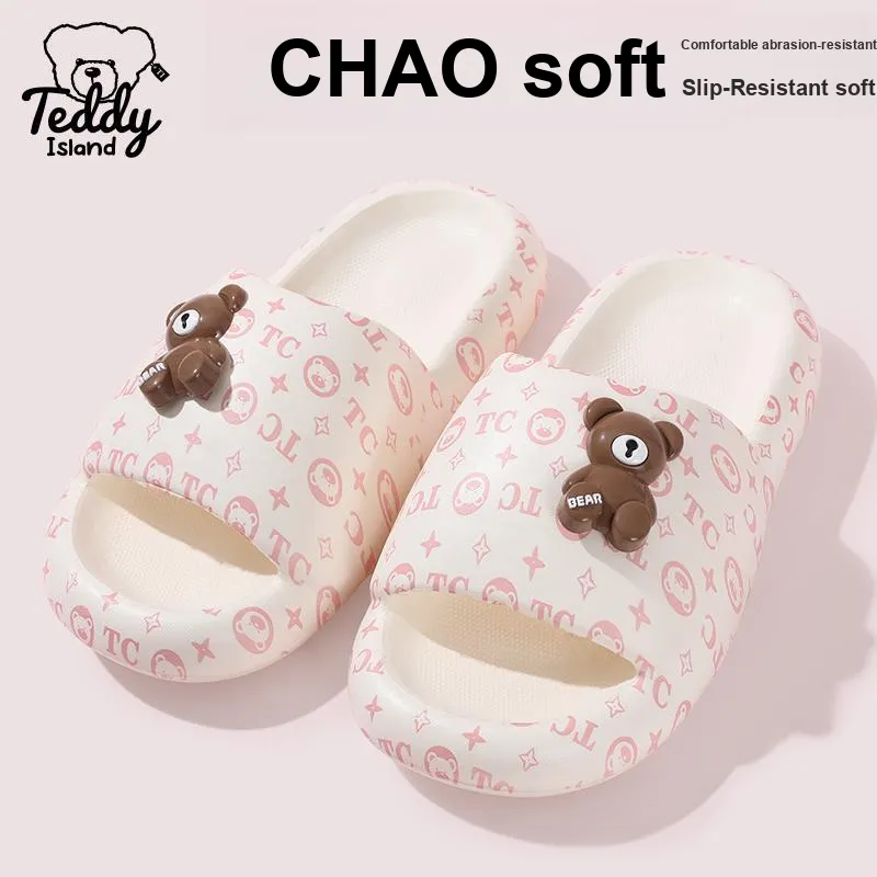 TEDDY ISLAND 2025 Cute Bear EVA Platform Home Slippers With Squashy And Bouncy Feeling Outerwear-1
