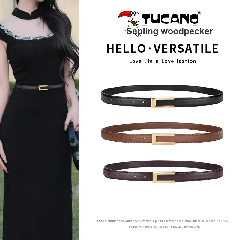TUCANO Split Cow Leather With Overlay Film, Leather Belts Women's 2.5cm-3