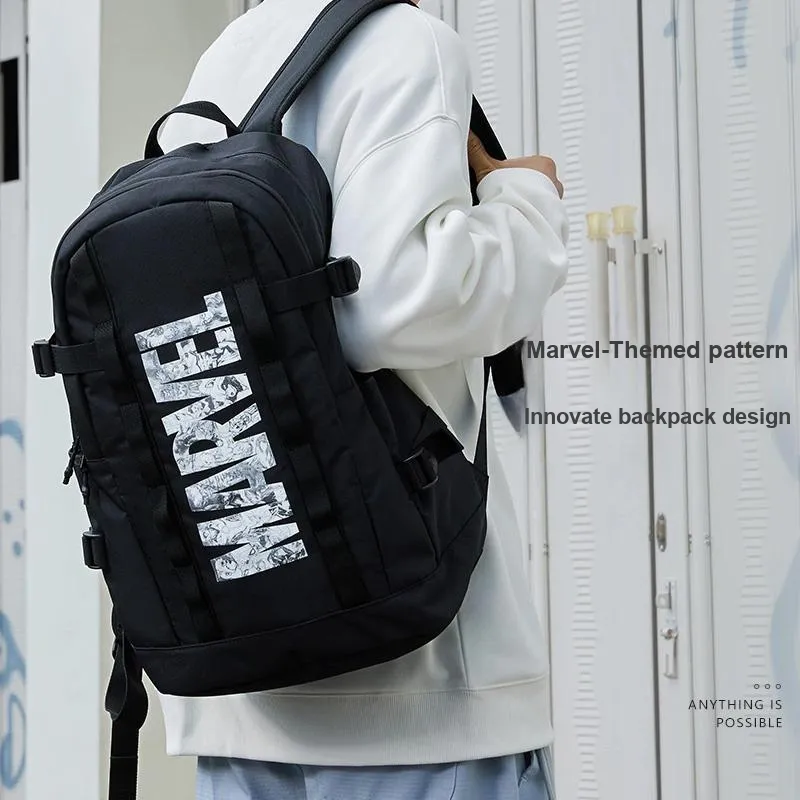 LiNing Marvel, Collaboration Sports Life Collection Fabric Backpack Unisex Gray-4