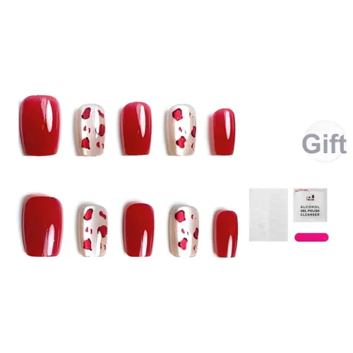 JIABITU Ангора Красный Съемный Стиль False Nail Трапециевидный Однотонный Телесный Китайский стиль