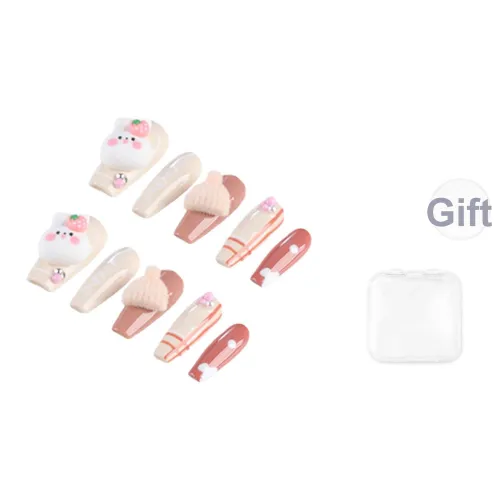 SHANGSHIQIN Мягкий Осветляющий Мультяшный 3D Эффект Кролик Милый Стиль False Nail Средний LADDER Девичий Розовый Jump Цвет 25 мм