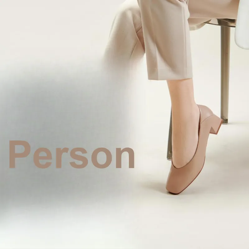 PT'SON Chunky Heel High Heels 4cm Women's-23
