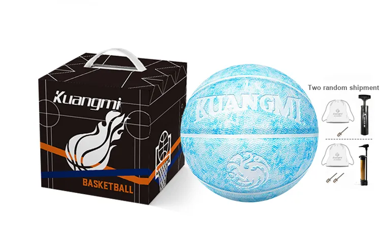 Kuangmi Ice And Fire Collection PU Basketball Blue Size 7 Training Unisex-9