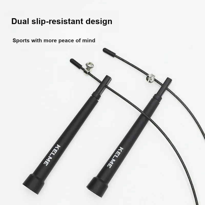 KELME Aerobic Fat Reduction Non Countable Jump Ropes Unisex PVC+Steel Wire Rope, Polypropylene Handle Black-4