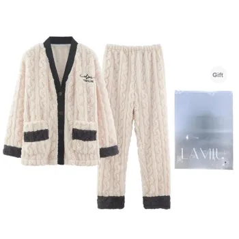Lan Miao Pajama Set Women's Shopping Bag Black White Jacquard Color Blocking