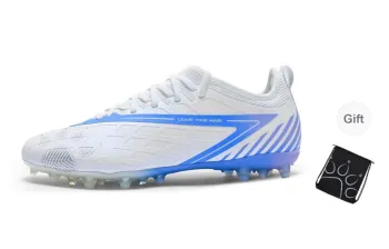 KELME Glimpse MG Rubber Short Studs Cushioning Coverage Support Soccer Shoes Unisex White Blue