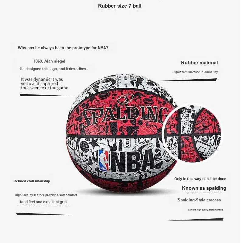 SPALDING Graffiti Rubber Basketball Red Size 7 Training Unisex-3