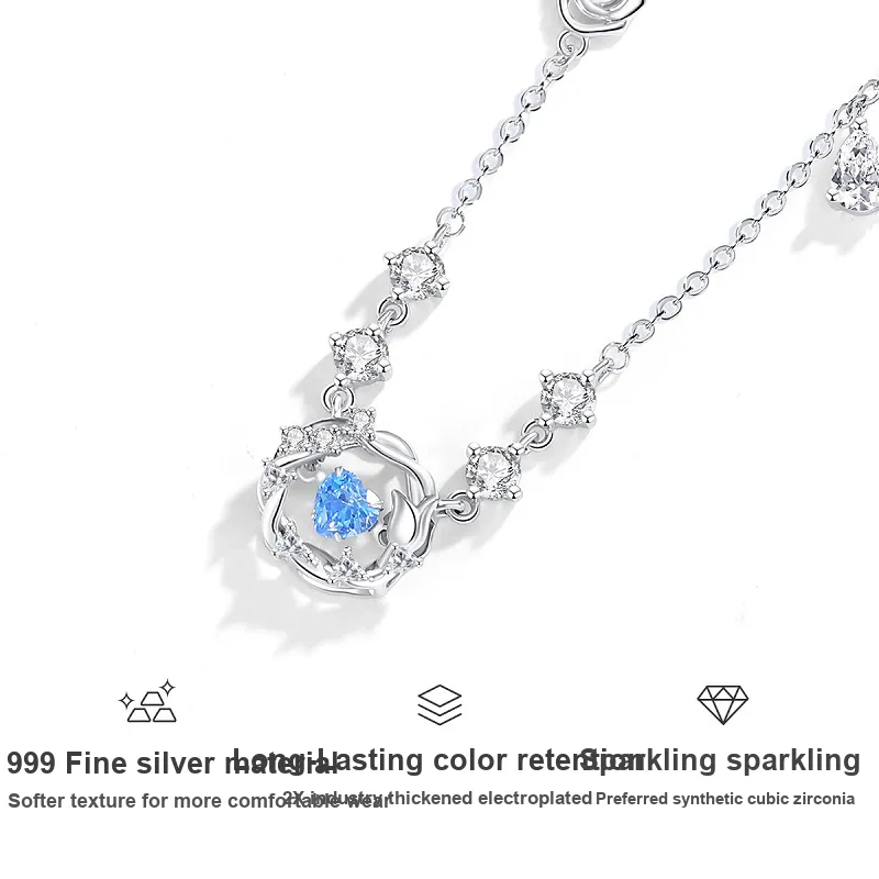 WINY 999 Fine Silver Necklaces Women's Silver-2
