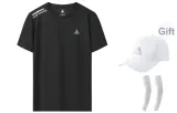 Black T-Shirt (Comes with White Hats & Caps+White Cooling Arm Sleeves)