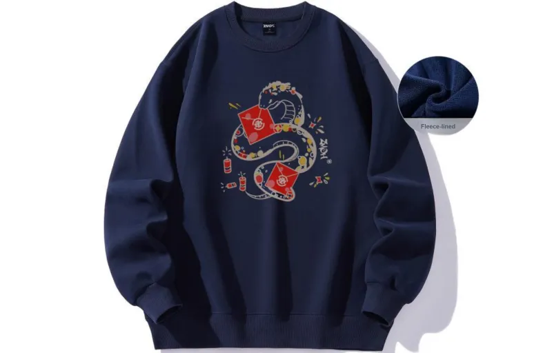 ZMOH Fleece Lined Crew Neck Sweatshirt Unisex-4