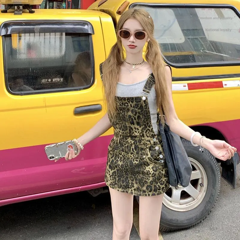 ZVJH Sleeveless Dresses Women's Leopard Print Suspender Skirt Shopping Bag-5