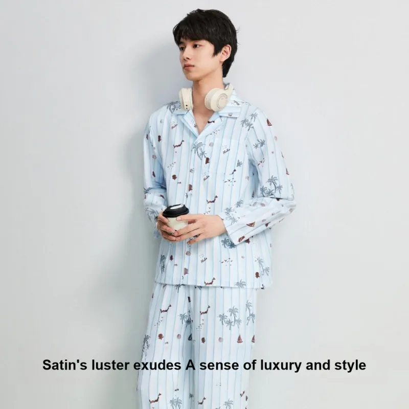 YOUKESHU Ice Silk Pajama Set Men's Shopping Bag-4