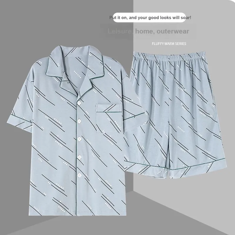 GOSO Pajama Set Men's Pink Blue-2