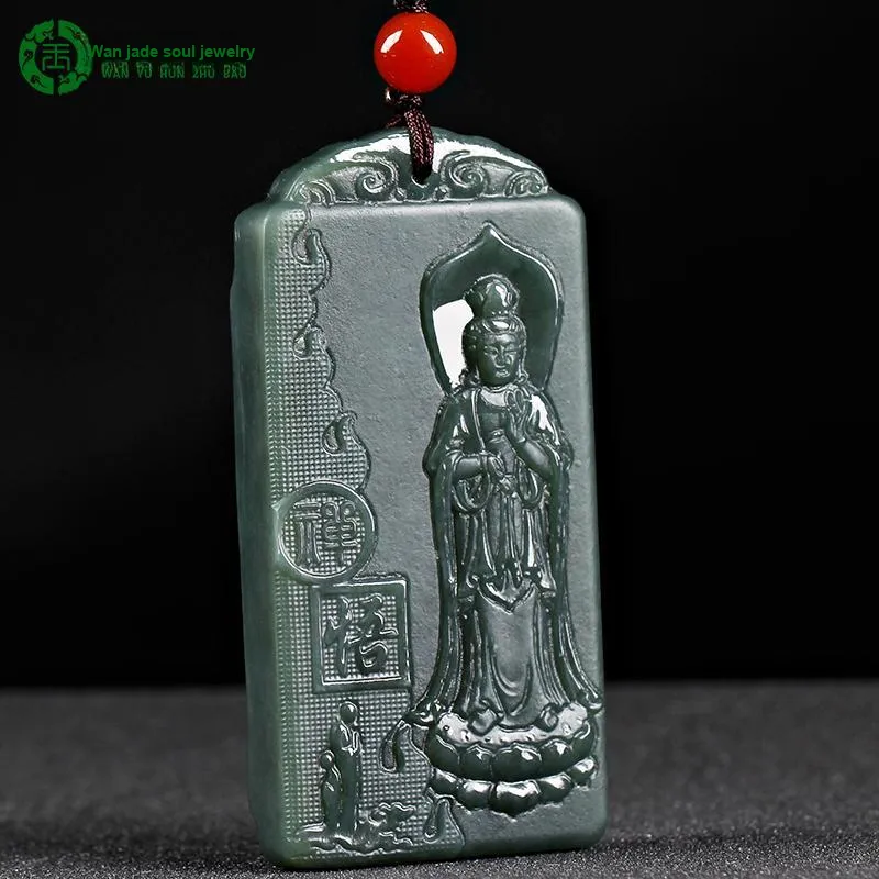 WANYUHUN Hetian Jade Pendants Green Jade Unisex-1
