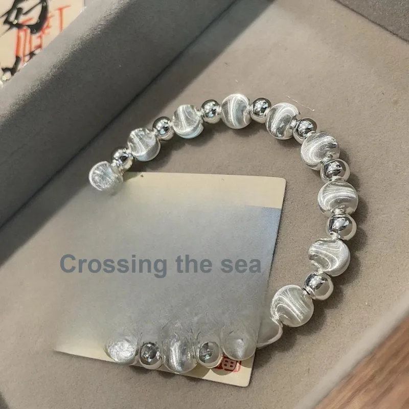 VXSAX 999 Fine Silver Sterling Silver Beaded Bracelet Women's-4