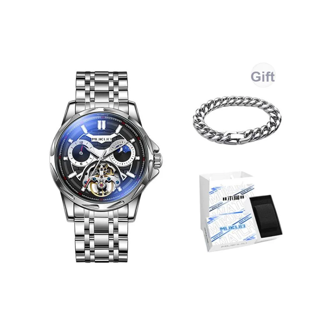 MUKUO Автоматический Механический Механизм Мужские Часы 45 мм Черный