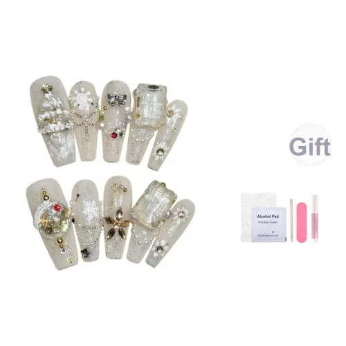 Song Biography Новинка Рождество Осветляющий 3D-эффект Handcrafted False Nail 25 мм Короткий LADDER