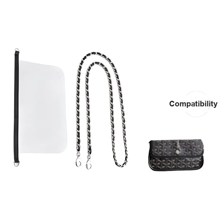 Jingxi Bag Straps Transparent Liner+White Black Leather Chain