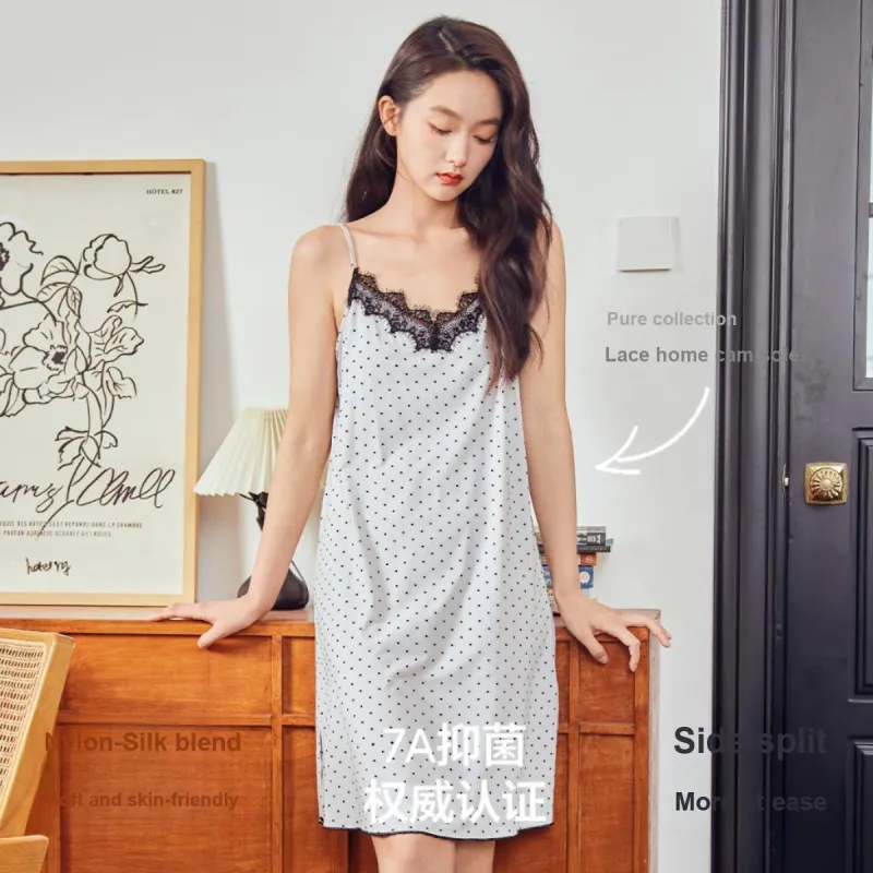 SEM/R Nightgown Women's Polka Dot Gray-2