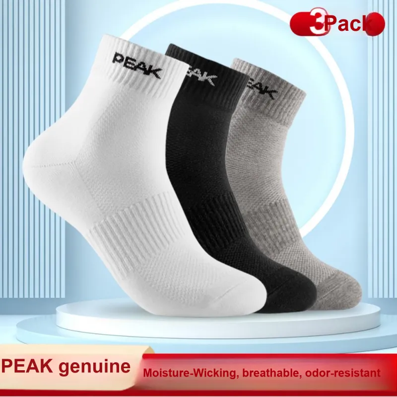 PEAK Mid Calf Socks Unisex 6 Pack Black-2