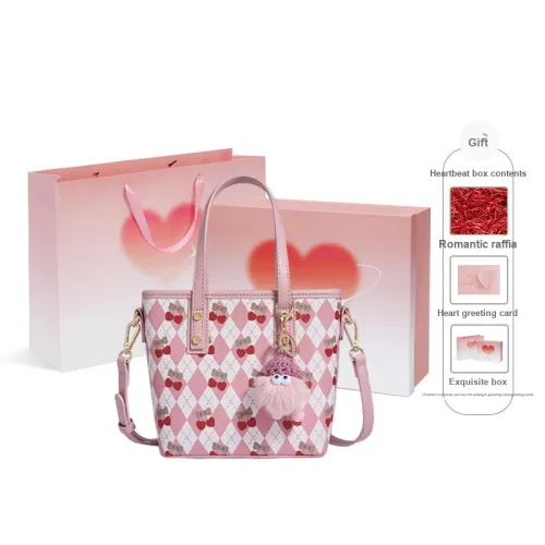 Old Man's Head PU Shoulder Bag Crossbody Bag Handbag Women's Strawberry Pink