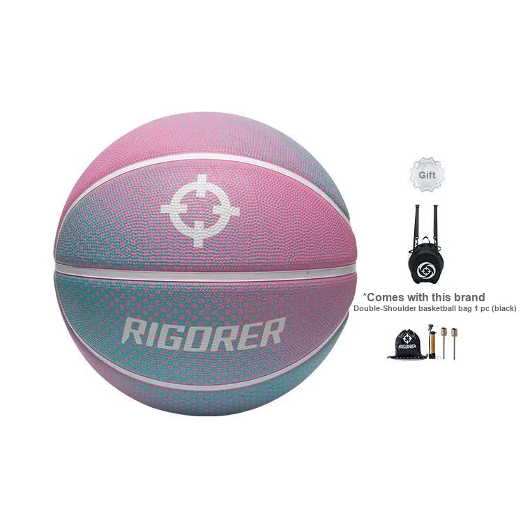 RIGORER Gradient Color Series Rubber Basketball Rose Red Size 7 Ball Training Match Unisex-8