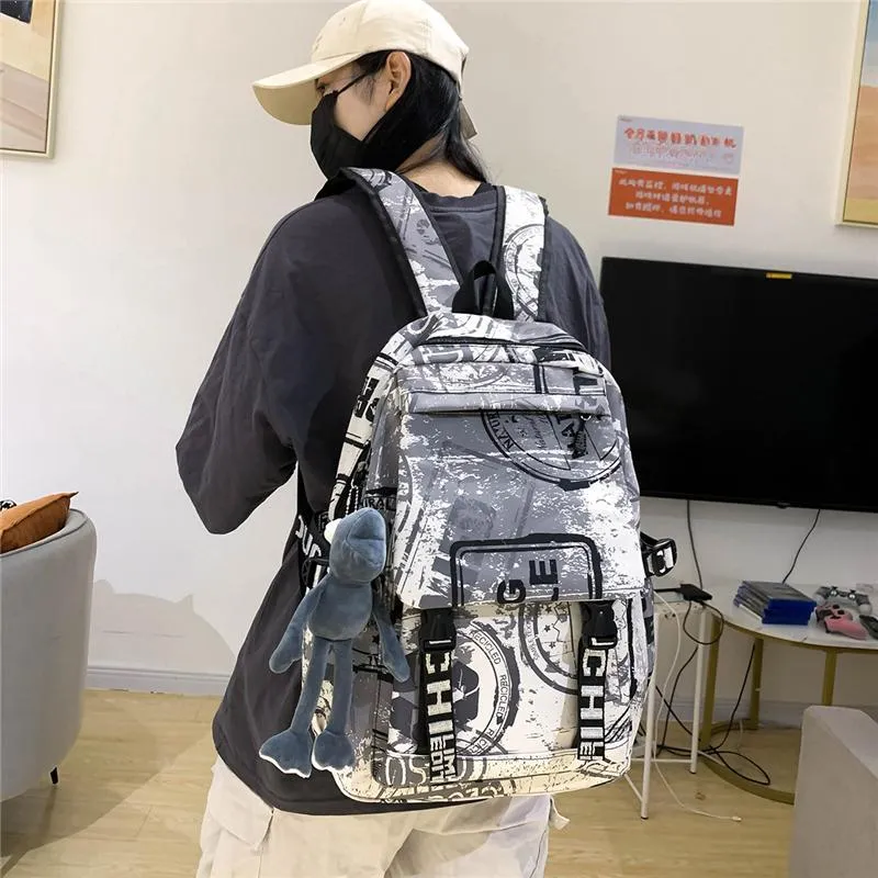 Alcohol Dragon Nylon Backpack Unisex Multicolor-15
