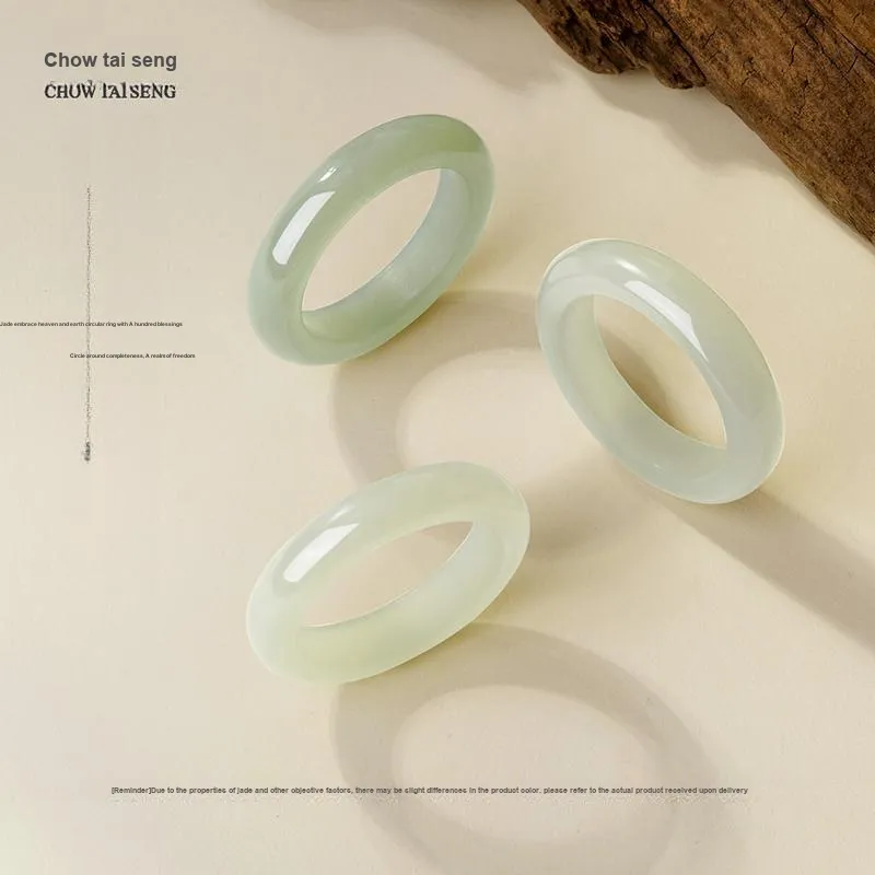CHOW TAI SENG Rings Green Jade Women's-3