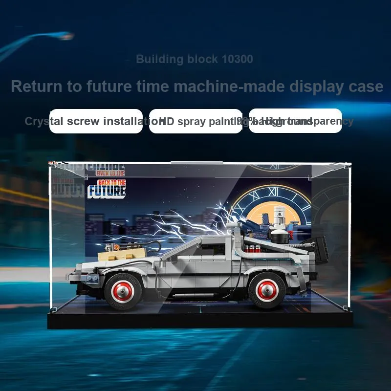 LIGHT YOUR BRICKS Compatibility Building Block 10300 Return To Future Time Machine Made Display Case Model Accessories-11