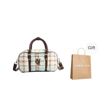 TAMATHA PU Bowling Bag Crossbody Handbag Women's Red Green Plaid