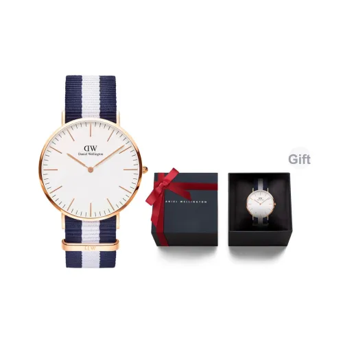 Daniel Wellington Men's Watches Кварцевый механизм Нейлоновый ремешок Белый циферблат