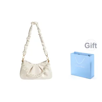 COLINS KEIRS PU Sweet Style Fashion Trend Pleated Design Crossbody Shoulder Bag Regular Women's Ecru