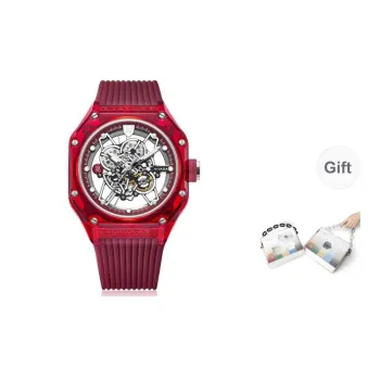 NIVADA Automatic Mechanical Movement Men's Watches Watch Cut Out Dial Silicone Strap