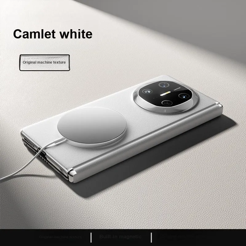 ZHUOJI Vegan Leather Material Center Axis Plain Leather Magnetic Phone Case Compatible Huawei Mate 6-13