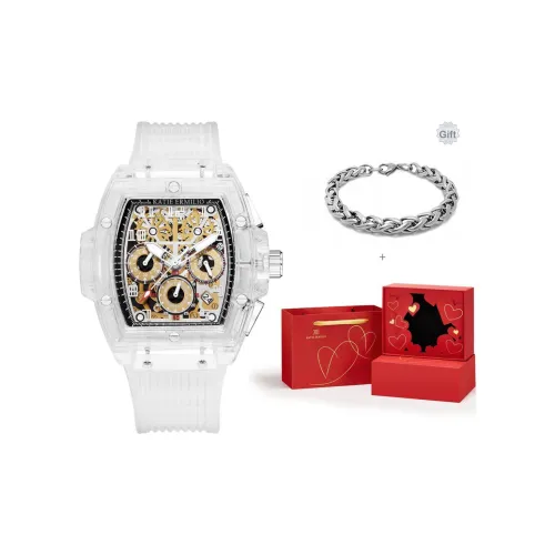 Katie Ermilio Наручные часы Кварцевый механизм Силиконовый ремешок Золотой циферблат Мужские часы