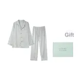 [Gift Box Set]Long-Sleeved Top+Pants (Silver Gray) Plum and Bamboo Subtle Texture Men's Clothing Sets