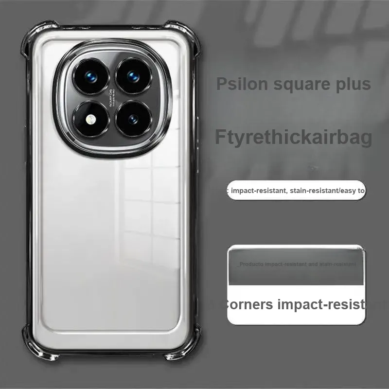 LONGYUGU Silicone Material Transparent Quad Cube Shockproof Phone Case Compatible With Redmi Note 13/12/11/10 Series-9