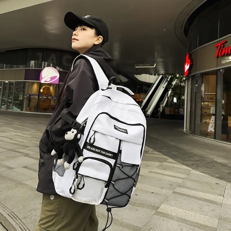 GOBLIN SHARKS 1759 Nylon And PVC Backpack Unisex White/Black/Red/Gray/Blue-3