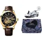 Gold Case Black Dial Brown Leather Strap
