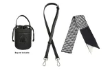 Black Adjustable Leather Strap 92-120cm+Checkered Silk Scarf