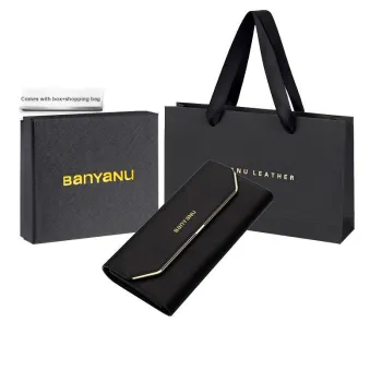 Banyanu Cow Leather Card Holder Wallet Women's Black/Red/Pink/Rose Red/Purple/Blue/Gold/Burgundy