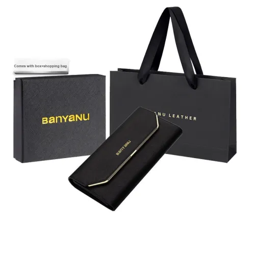 Banyanu Cow Leather Card Holder Wallet Women's Black/Red/Pink/Rose Red/Purple/Blue/Gold/Burgundy